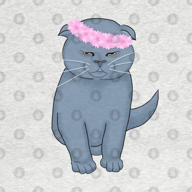 Angry cat with flowers. by KateQR